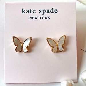 Kate Spade All a Flutter Mother of Pearl Studs Earrings (16K Gold-Plated) (NWT)